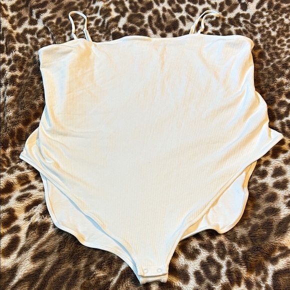 White Ribbed Bodysuit - Picture 1 of 4
